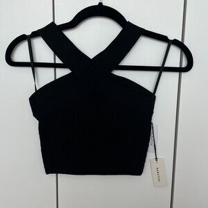 Aritzia Babaton Sculpt Knit Criss Cross Cropped Tank (Black - S)